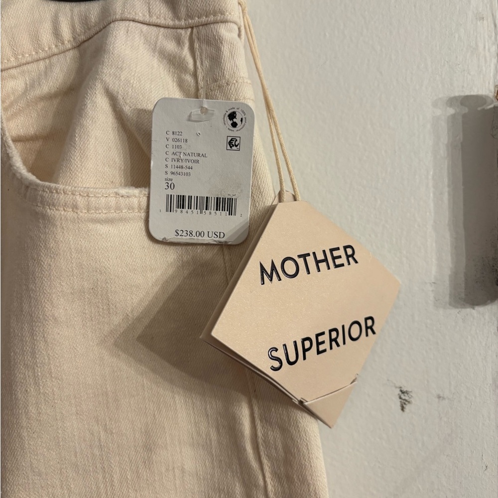 New Mother Superior Off White cre Spitfire Ankle Cuff Wide Jeans 30 $ 238 - Picture 3 of 7